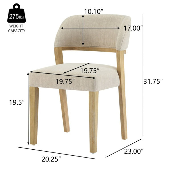 English Elm Upholstered Dining Chairs Set of 2 with Oak Rubberwood Frame for Modern Kitchens Beige/Natural N768P488804N