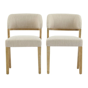 English Elm Upholstered Dining Chairs Set of 2 with Oak Rubberwood Frame for Modern Kitchens Beige/Natural N768P488804N