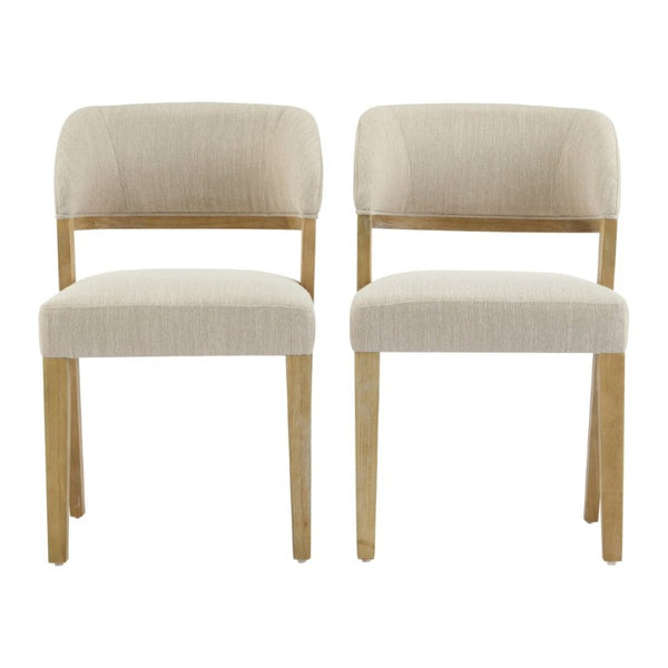 English Elm Upholstered Dining Chairs Set of 2 with Oak Rubberwood Frame for Modern Kitchens Beige/Natural N768P488804N