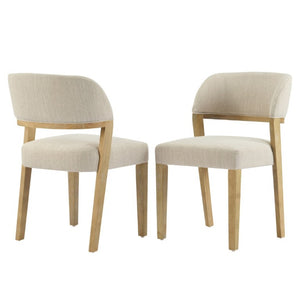 English Elm Upholstered Dining Chairs Set of 2 with Oak Rubberwood Frame for Modern Kitchens Beige/Natural N768P488804N