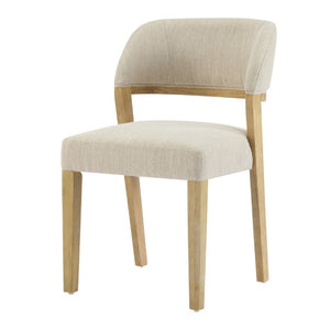English Elm Upholstered Dining Chairs Set of 2 with Oak Rubberwood Frame for Modern Kitchens Beige/Natural N768P488804N
