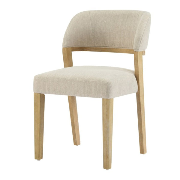English Elm Upholstered Dining Chairs Set of 2 with Oak Rubberwood Frame for Modern Kitchens Beige/Natural N768P488804N