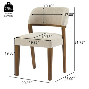 English Elm Upholstered Dining Chairs Set of 2 with Oak Rubberwood Frame for Modern Kitchens Beige/Walnut N768P488804W