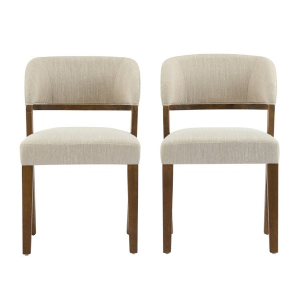 English Elm Upholstered Dining Chairs Set of 2 with Oak Rubberwood Frame for Modern Kitchens Beige/Walnut N768P488804W