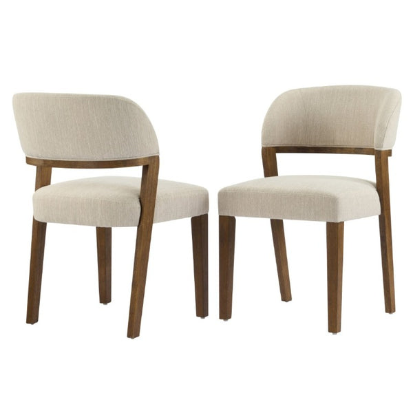 English Elm Upholstered Dining Chairs Set of 2 with Oak Rubberwood Frame for Modern Kitchens Beige/Walnut N768P488804W