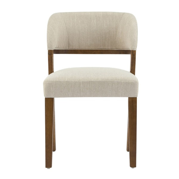 English Elm Upholstered Dining Chairs Set of 2 with Oak Rubberwood Frame for Modern Kitchens Beige/Walnut N768P488804W