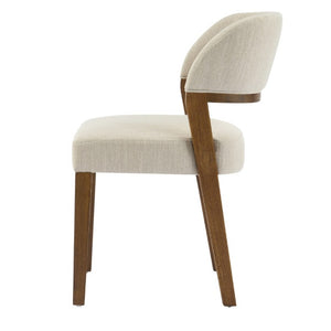 English Elm Upholstered Dining Chairs Set of 2 with Oak Rubberwood Frame for Modern Kitchens Beige/Walnut N768P488804W