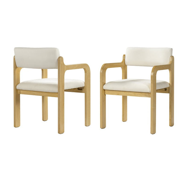 English Elm Mid-Century Walnut Frame Rubberwood Dining Chair Set with Foam Padded Upholstery Beige / Natural 22.05 x 23.62 x 32.09 N768P489276N