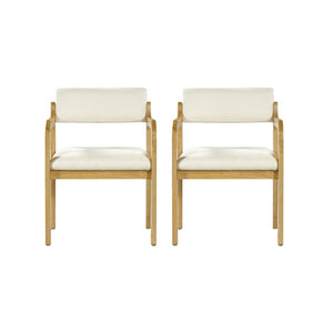 English Elm Mid-Century Walnut Frame Rubberwood Dining Chair Set with Foam Padded Upholstery Beige / Natural 22.05 x 23.62 x 32.09 N768P489276N