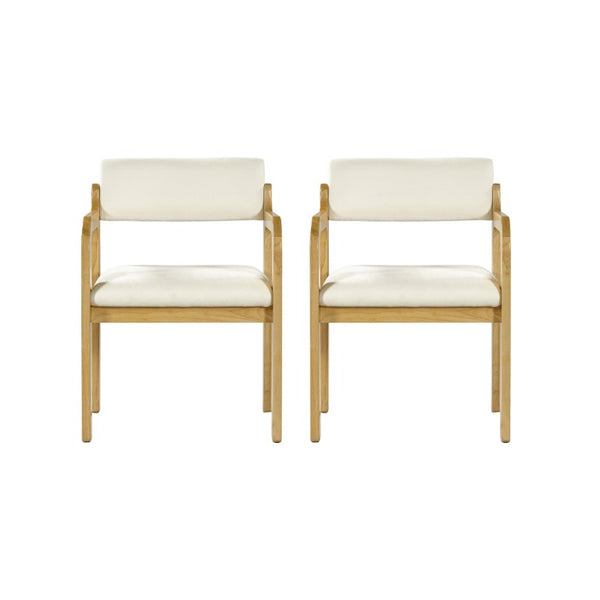 English Elm Mid-Century Walnut Frame Rubberwood Dining Chair Set with Foam Padded Upholstery Beige / Natural 22.05 x 23.62 x 32.09 N768P489276N