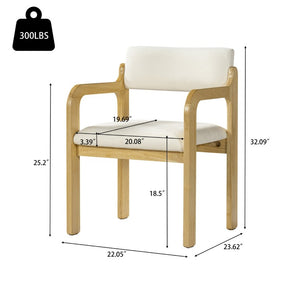 English Elm Mid-Century Walnut Frame Rubberwood Dining Chair Set with Foam Padded Upholstery Beige / Natural 22.05 x 23.62 x 32.09 N768P489276N