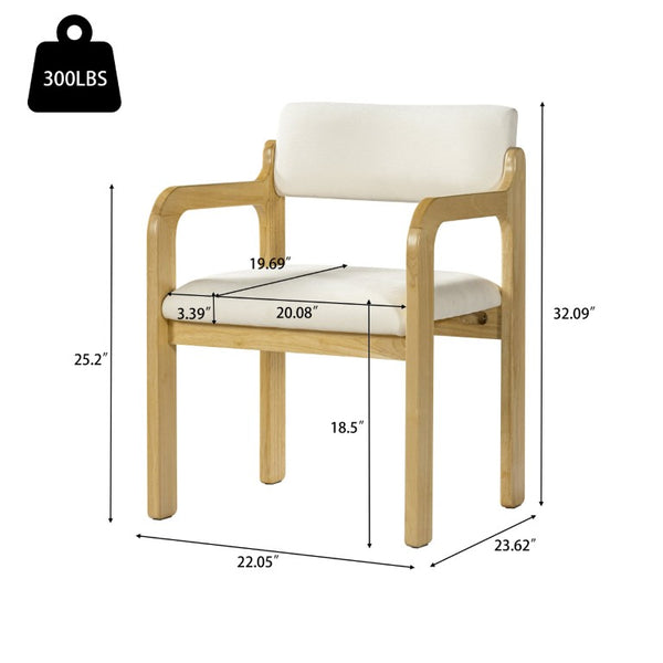 English Elm Mid-Century Walnut Frame Rubberwood Dining Chair Set with Foam Padded Upholstery Beige / Natural 22.05 x 23.62 x 32.09 N768P489276N