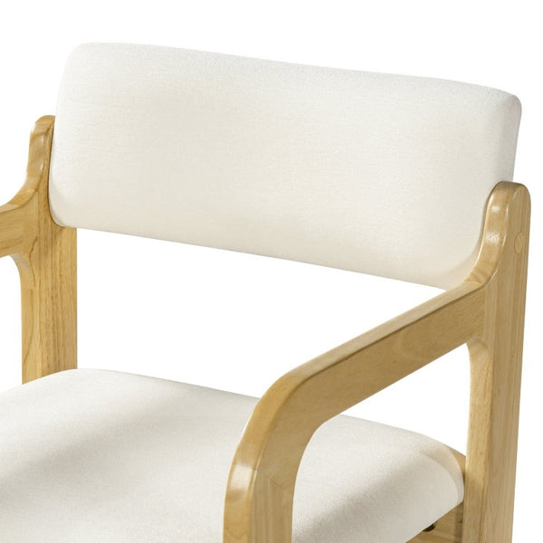 English Elm Mid-Century Walnut Frame Rubberwood Dining Chair Set with Foam Padded Upholstery Beige / Natural 22.05 x 23.62 x 32.09 N768P489276N