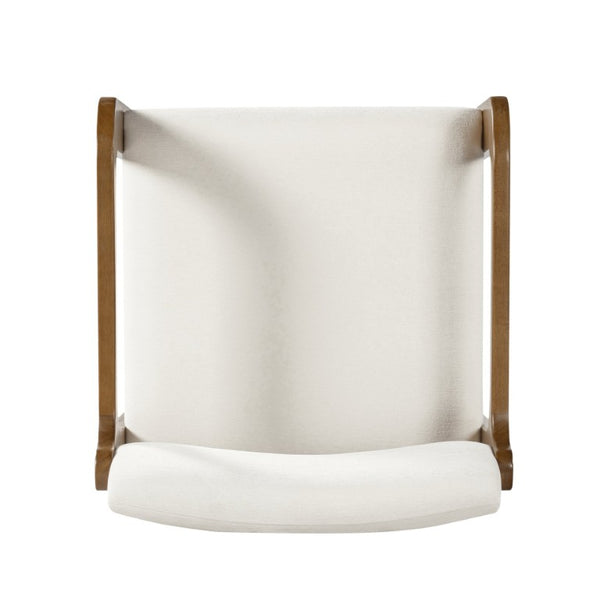 English Elm Modern Rubberwood Upholstered Armchair Set with Curved Back and Foam Cushioned Seat Beige/Walnut N768P489276W