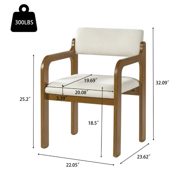 English Elm Modern Rubberwood Upholstered Armchair Set with Curved Back and Foam Cushioned Seat Beige/Walnut N768P489276W