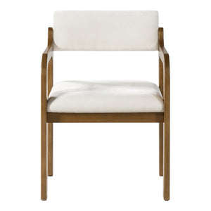 English Elm Modern Rubberwood Upholstered Armchair Set with Curved Back and Foam Cushioned Seat Beige/Walnut N768P489276W