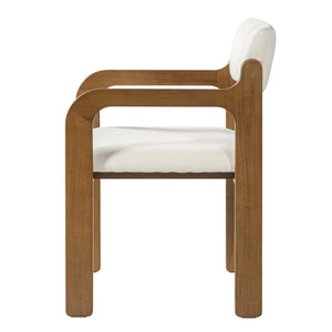 English Elm Modern Rubberwood Upholstered Armchair Set with Curved Back and Foam Cushioned Seat Beige/Walnut N768P489276W