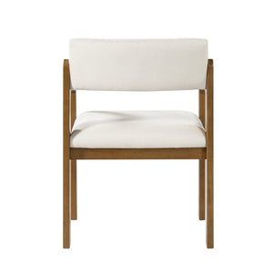 English Elm Modern Rubberwood Upholstered Armchair Set with Curved Back and Foam Cushioned Seat Beige/Walnut N768P489276W