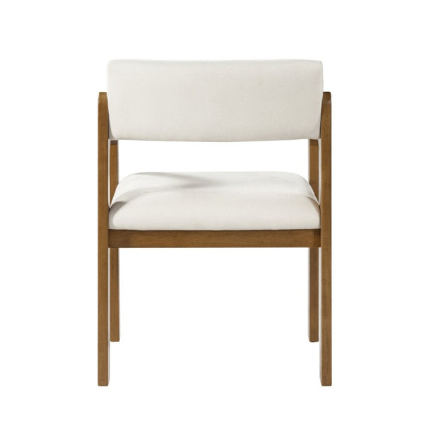 English Elm Modern Rubberwood Upholstered Armchair Set with Curved Back and Foam Cushioned Seat Beige/Walnut N768P489276W