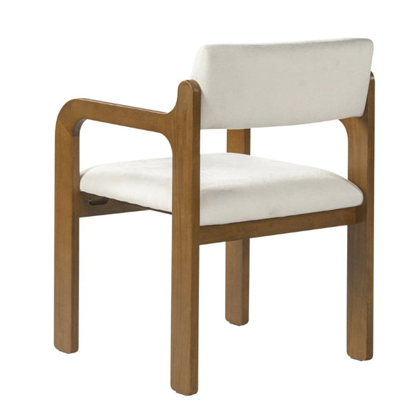 English Elm Modern Rubberwood Upholstered Armchair Set with Curved Back and Foam Cushioned Seat Beige/Walnut N768P489276W