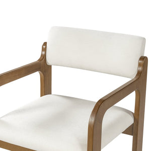 English Elm Modern Rubberwood Upholstered Armchair Set with Curved Back and Foam Cushioned Seat Beige/Walnut N768P489276W