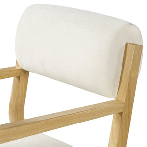 English Elm Modern Rubberwood Upholstered Armchair Set with Curved Back and Foam Cushioned Seat Beige/Natural N768P489280N