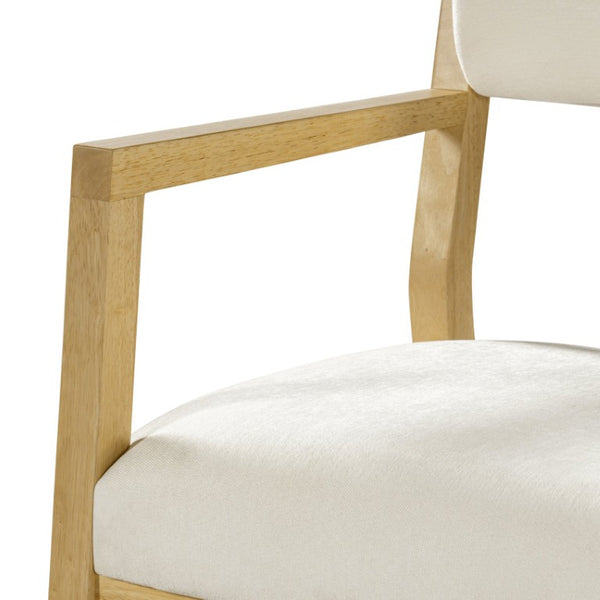 English Elm Modern Rubberwood Upholstered Armchair Set with Curved Back and Foam Cushioned Seat Beige/Natural N768P489280N