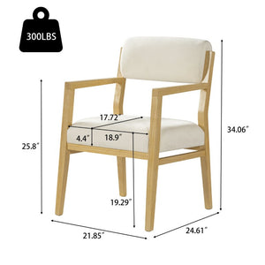 English Elm Modern Rubberwood Upholstered Armchair Set with Curved Back and Foam Cushioned Seat Beige/Natural N768P489280N
