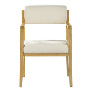 English Elm Modern Rubberwood Upholstered Armchair Set with Curved Back and Foam Cushioned Seat Beige/Natural N768P489280N