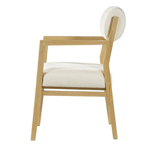 English Elm Modern Rubberwood Upholstered Armchair Set with Curved Back and Foam Cushioned Seat Beige/Natural N768P489280N