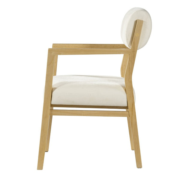 English Elm Modern Rubberwood Upholstered Armchair Set with Curved Back and Foam Cushioned Seat Beige/Natural N768P489280N
