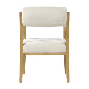 English Elm Modern Rubberwood Upholstered Armchair Set with Curved Back and Foam Cushioned Seat Beige/Natural N768P489280N