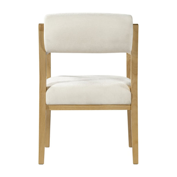 English Elm Modern Rubberwood Upholstered Armchair Set with Curved Back and Foam Cushioned Seat Beige/Natural N768P489280N