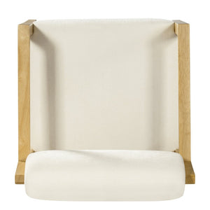 English Elm Modern Rubberwood Upholstered Armchair Set with Curved Back and Foam Cushioned Seat Beige/Natural N768P489280N