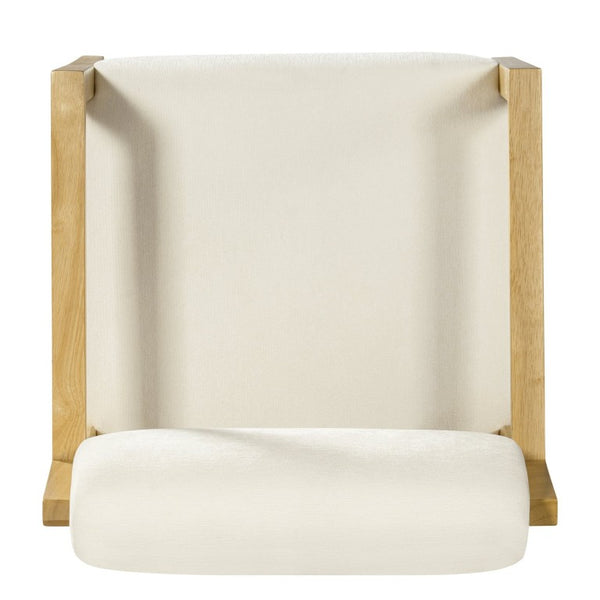 English Elm Modern Rubberwood Upholstered Armchair Set with Curved Back and Foam Cushioned Seat Beige/Natural N768P489280N