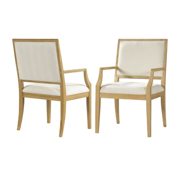 English Elm Indoor Rubberwood Arm Dining Chairs with Foam Cushions and Curved Back Set of 2 Beige+Natural N768P489281N