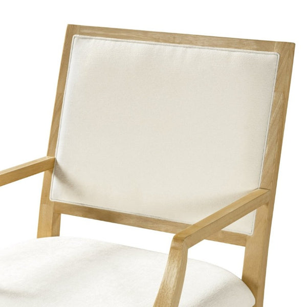 English Elm Indoor Rubberwood Arm Dining Chairs with Foam Cushions and Curved Back Set of 2 Beige+Natural N768P489281N