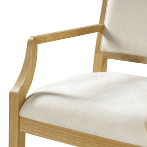 English Elm Indoor Rubberwood Arm Dining Chairs with Foam Cushions and Curved Back Set of 2 Beige+Natural N768P489281N