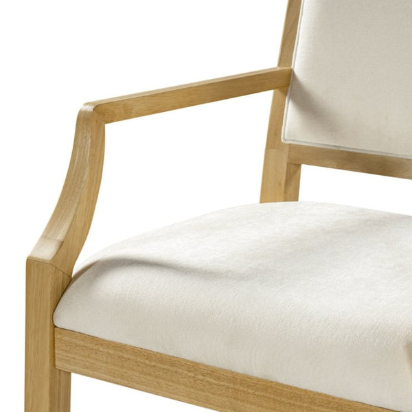 English Elm Indoor Rubberwood Arm Dining Chairs with Foam Cushions and Curved Back Set of 2 Beige+Natural N768P489281N
