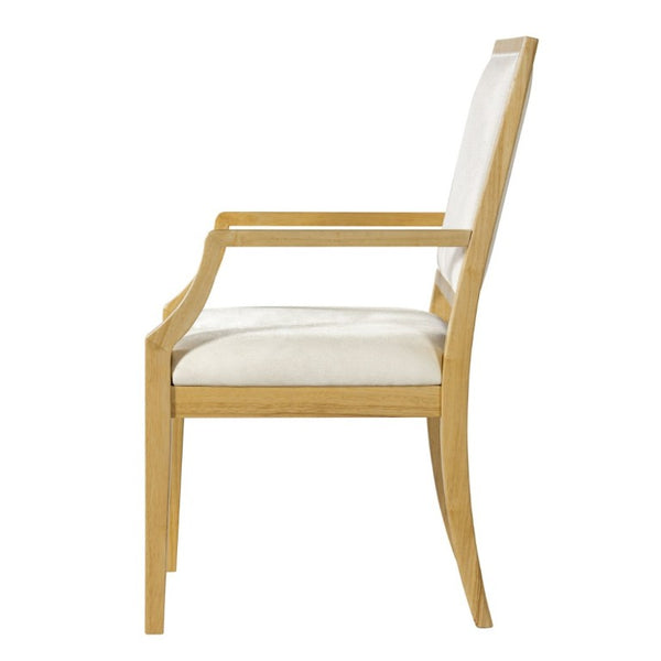 English Elm Indoor Rubberwood Arm Dining Chairs with Foam Cushions and Curved Back Set of 2 Beige+Natural N768P489281N
