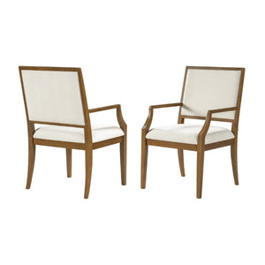 English Elm Indoor Rubberwood Arm Dining Chairs with Foam Cushions and Curved Back Set of 2 Beige+Walnut N768P489281W