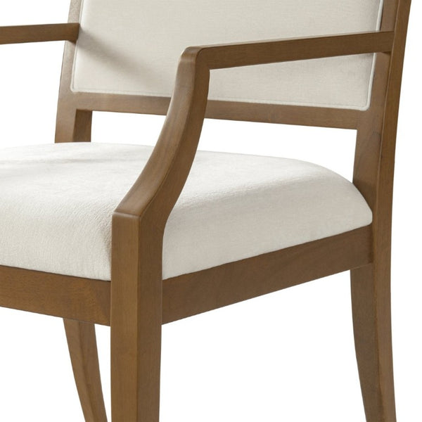 English Elm Indoor Rubberwood Arm Dining Chairs with Foam Cushions and Curved Back Set of 2 Beige+Walnut N768P489281W