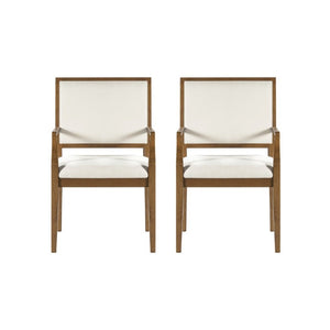 English Elm Indoor Rubberwood Arm Dining Chairs with Foam Cushions and Curved Back Set of 2 Beige+Walnut N768P489281W