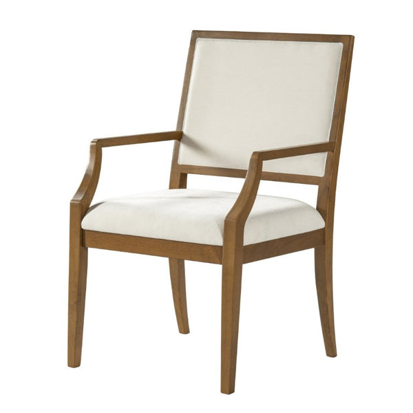 English Elm Indoor Rubberwood Arm Dining Chairs with Foam Cushions and Curved Back Set of 2 Beige+Walnut N768P489281W