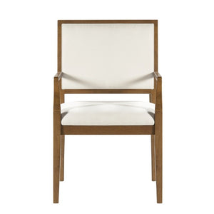 English Elm Indoor Rubberwood Arm Dining Chairs with Foam Cushions and Curved Back Set of 2 Beige+Walnut N768P489281W