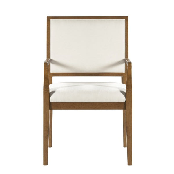 English Elm Indoor Rubberwood Arm Dining Chairs with Foam Cushions and Curved Back Set of 2 Beige+Walnut N768P489281W