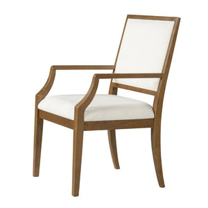 English Elm Indoor Rubberwood Arm Dining Chairs with Foam Cushions and Curved Back Set of 2 Beige+Walnut N768P489281W
