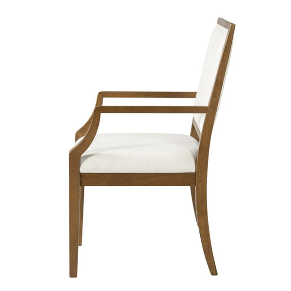 English Elm Indoor Rubberwood Arm Dining Chairs with Foam Cushions and Curved Back Set of 2 Beige+Walnut N768P489281W