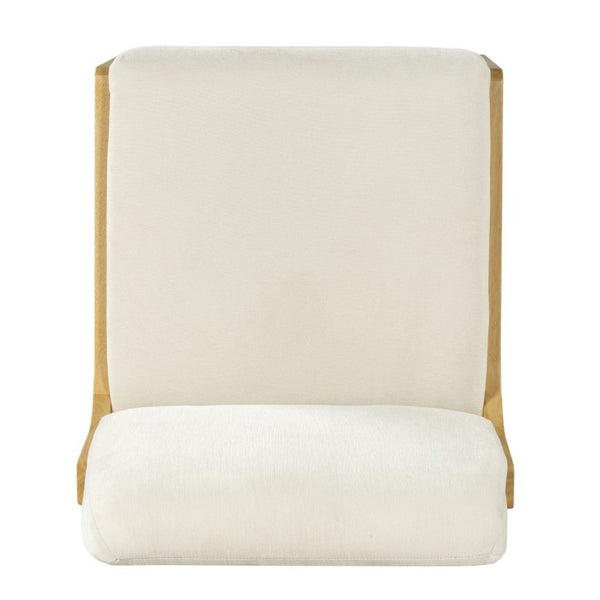 English Elm Mid-Century Upholstered Rubberwood Dining Chair Set with Gold Leg Caps and Splayed Base Beige+Natural N768P489282N