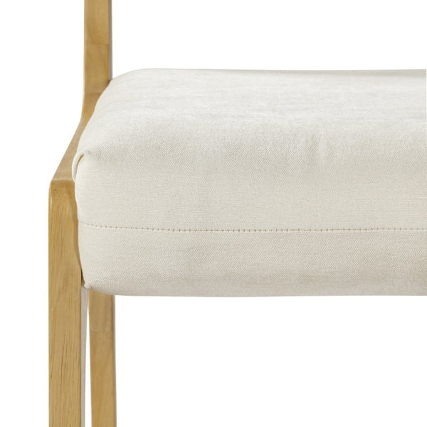 English Elm Mid-Century Upholstered Rubberwood Dining Chair Set with Gold Leg Caps and Splayed Base Beige+Natural N768P489282N